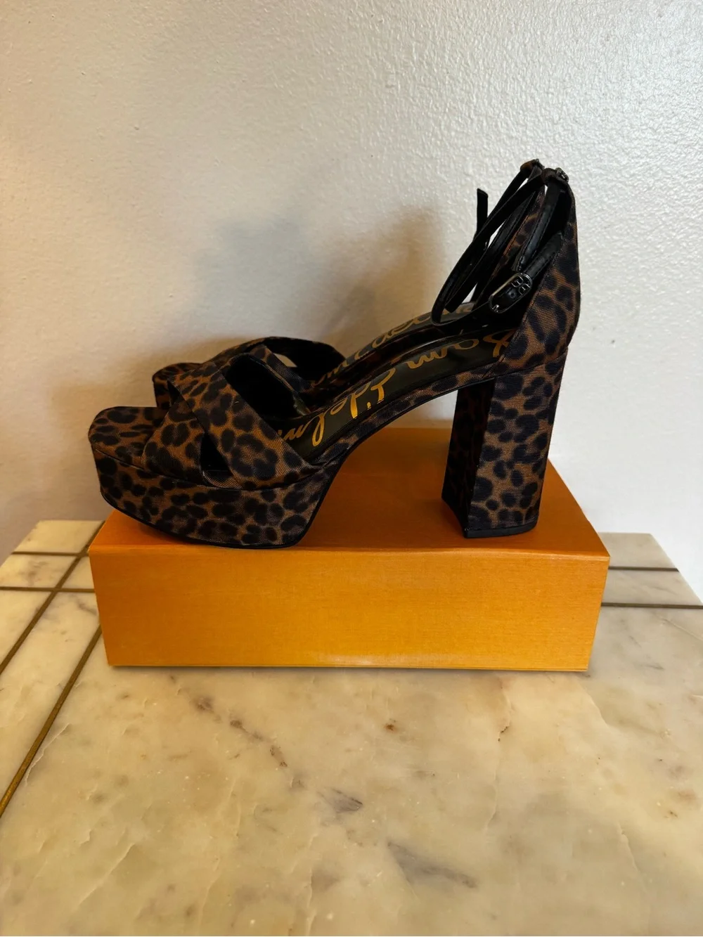 EUC Sam Edelman Leopard Print Platform Sandals - Black & Brown